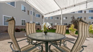 Back patio with shade screen